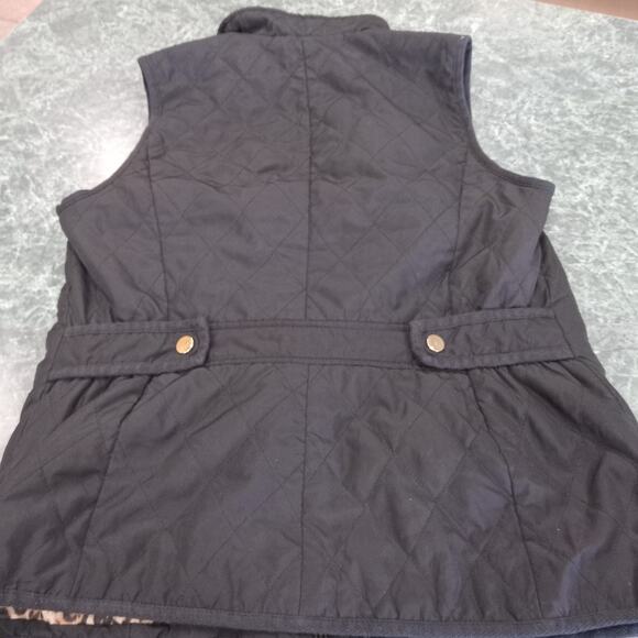 Charter Club Puffer Vest Womens Small Black Cheetah Sleeveless Diamond Quilt - Picture 8 of 10